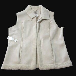 Cripple Creek Women's Sherpa Lined Faux Leather Vest - Sand